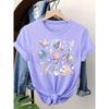 Seashell & Starfish Women's Tee - Coastal Beach Graphic, Casual Light Blue Top