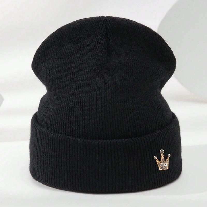 1pc Crown Beanie Hat,Unisex Elastic Lightweight Streetwear,Cold Protection Warm Autumn and Winter Skull for Daily Outdoor