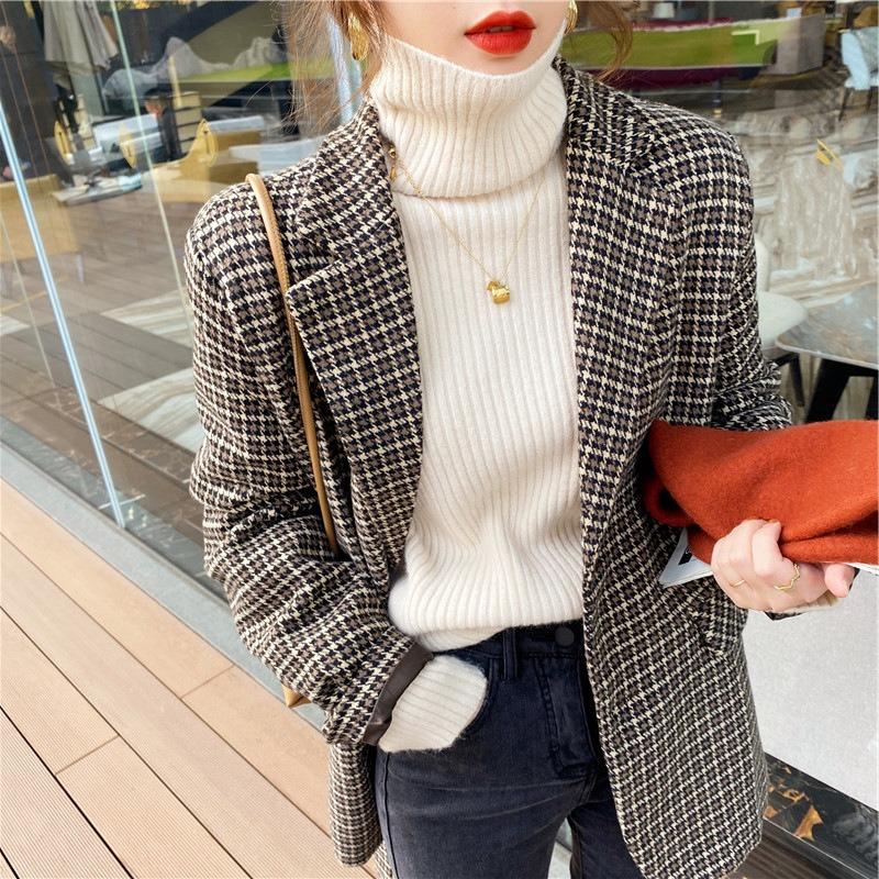 Turtleneck Pit Strip Sweater Women's Top Autumn and Winter Loose Bottoming Shirt New Versatile Pullover Knitted Outer
