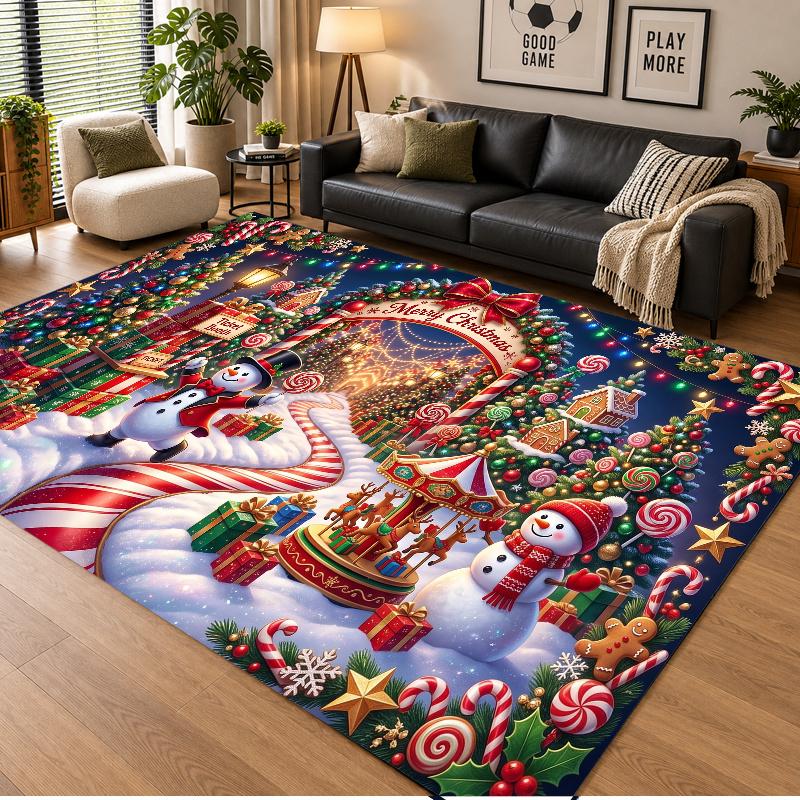 Weihnachtsthema Boden Teppich, Weicher Teppich, Weihnachten Indoor Zuhause Feiertagsdekoration