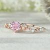 Luxury New Rose Gold Crown Ring, Inlaid with Pink Love Zircon Ring European Beautiful Women Jewelry