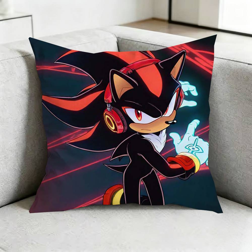 Shadows SonicsS Hedgehog Pillow Case Square DoubleSided Sofa Cushion Cover Bedroom Bedside Pillow Gift