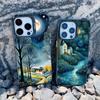 Forest Night Starry Sky Tree Moon Phone Case For Iphone 13 Mini 12 11 Pro Max 16 15 14 Pro Max Plus Shockproof Laser Back Covers