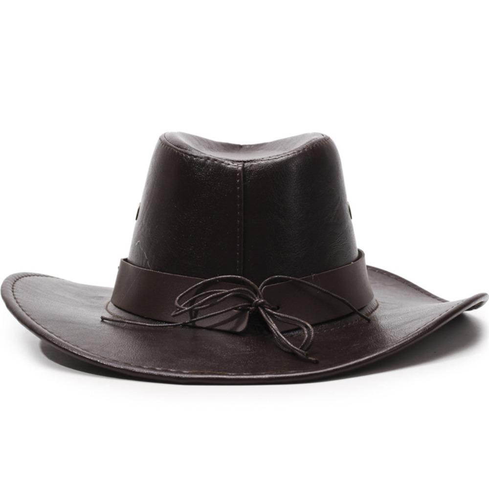 Vintage Western Cowboy Hats Solid Color Dress Hats Casual Tibetan Style Top Hat  Unisex