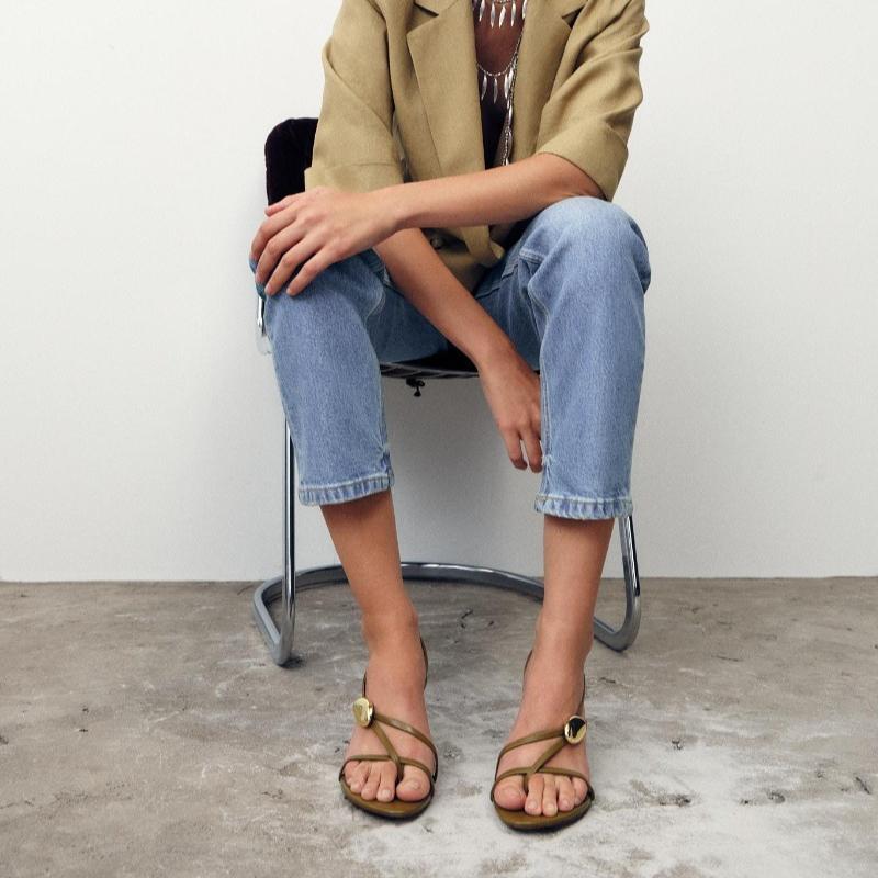 Luxury Metal-Embellished  Designer High-Heel Sandals Women Fashion Cross-tied Heels Summer Sexy beach slingbacks Flip-Flops