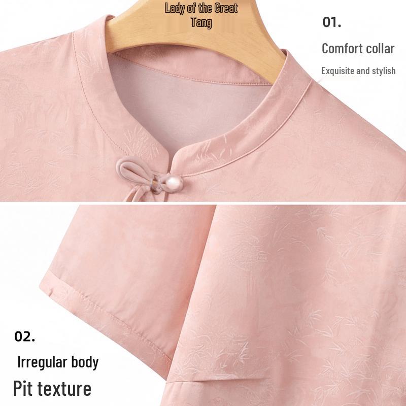 Datang Furen New Chinese Style Summer Disc Button Blouse for Middle-Aged Women