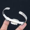 Natural Psilomelane Dendrite Bangle Flower Adjustable 925 Silver For Women