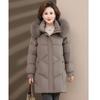 New Middle-aged and Old Winter Medium and Long Down Jackets Thickened Mother Women's Clothing Fox Fur Collar White Duck Down Jacket