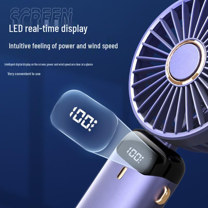 2026 USB Rechargeable Mini Handheld Fan: Portable, Foldable, 5-Speed, Desktop & Neck Hanging