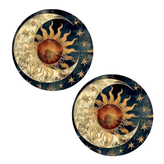 Huaqianguhh 2PCS Car Coasters, Decorative Silicone Non-Slip Auto Accessories, Reusable Stain-Resistant Thermal Pads, for Home Bar Kitchen