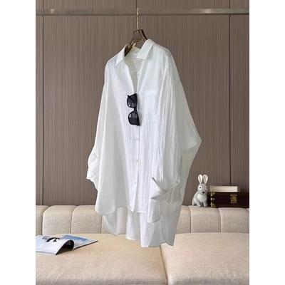 Ladies' Shirt White Sunscreen Cotton and Linen Long-sleeved Shirt Jacket Female Thin Cardigan with Linen Shirt Tops Temperament Elegant Fashion Top