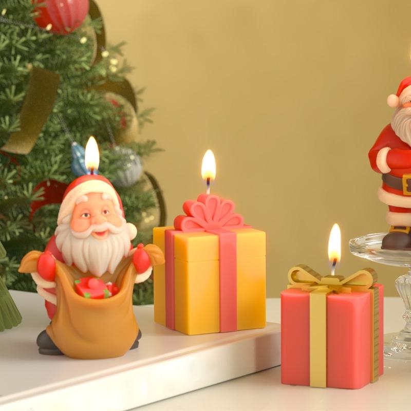 Santa Claus Candle Molds Handmade Castings Molds Christmas Silicone Moulds Epoxy Resin Molds Plasters Molds
