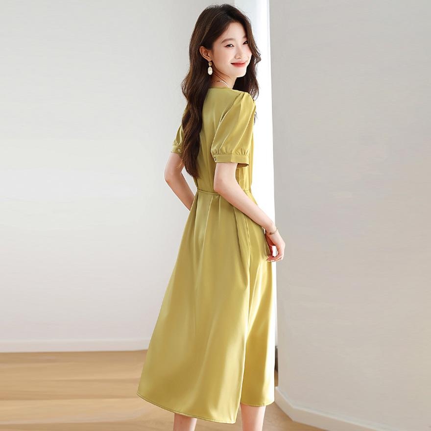 Fashion temperament elegant small dress women's summer new waist thin medium and long skirt