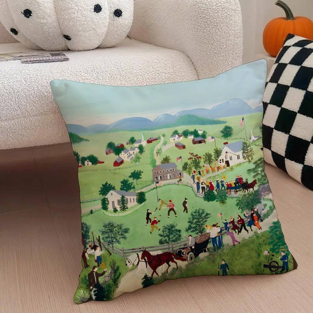 Folk Nostalgisch Anna Maria MMoses Kunst Kissenbezug Wurfkissenbezug Verdeckter Knopf Langlebiges Polyester Stuhlkissen