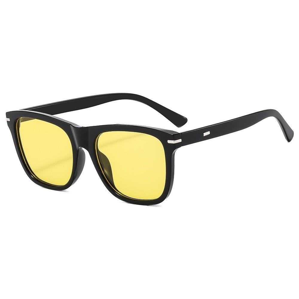 

Vintage Inspired Square Eyewear With Pc Lenses For Travel And Outdoor Activities BlackFrameYellowLens
