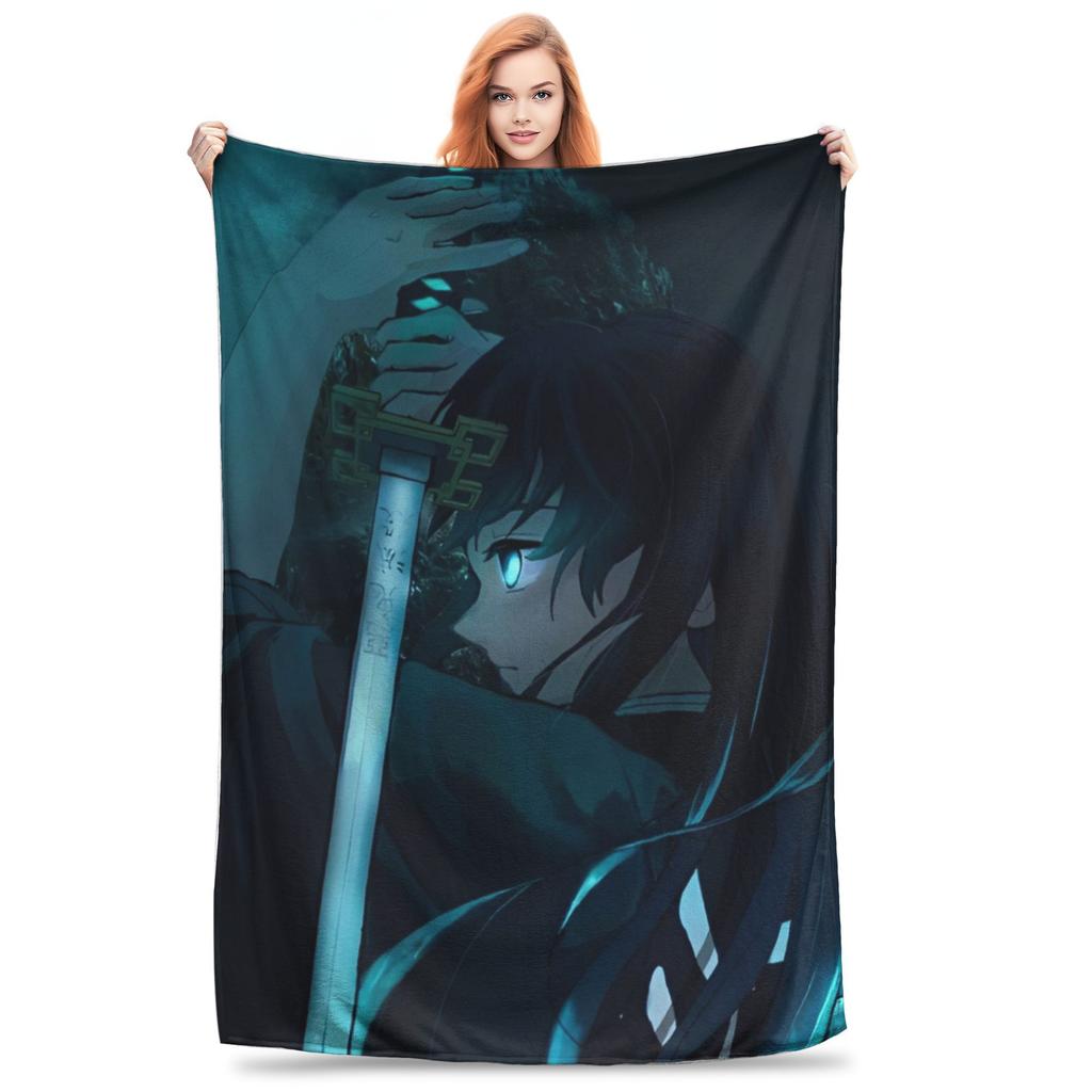 Muichiro Tokito Blankets Coral Fleece Plush Anime Demon Slayer Warm Throw Blankets for Airplane Travel Bedroom Quilt