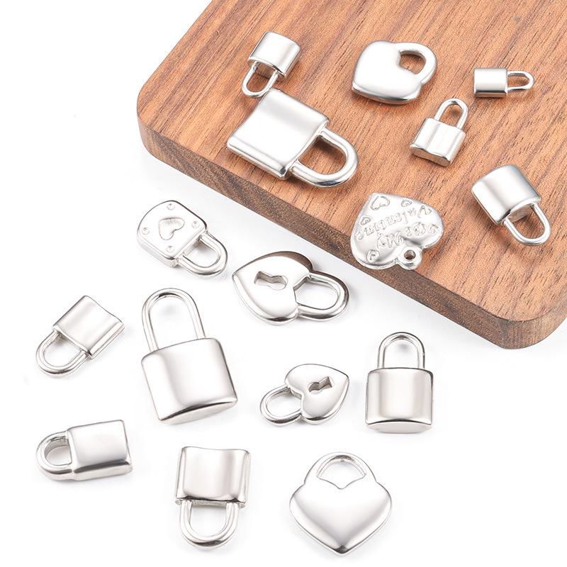 Stainless Steel Heart Lock Pendant for DIY Necklaces & Bracelets - Couple's Fashion Accessory