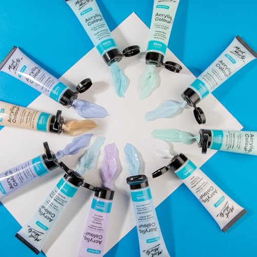 Mont Marte Acrylic Paint Set, Pastel Colors, Modern Design, Decorative Items, 24 Colors (36ml), Great Set, Perfect for Fabric, Canvas, Wood Products,