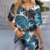 Women's T Shirt Print Button Short Sleeve Daily Weekend Fashion Basic V- Neck Regular Top