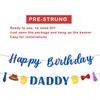 Glitter Happy Birthday Banner for Fathers Party Decoration Pre-Strung Celebration Blue Flag Cake Banner Happy Daddy Bold Letter Sign We Love Dad