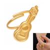 Stainless Steel Adjustable Wedding Rings Dating Rings Guitar Shape Delicate Finger Jewelry for Woman and Man Present