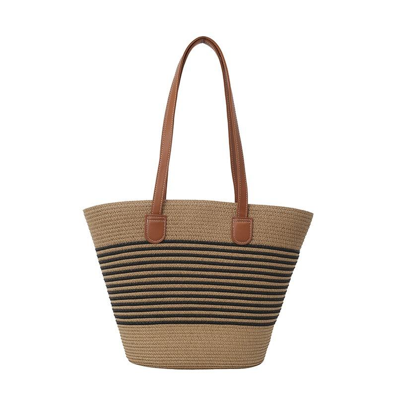 Large capacity woven bag women's new fashion shoulder bag high-end casual tote bag