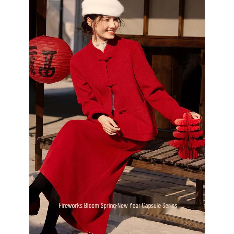 

XWI Women s New Chinese Style Disc Buckle Skirt Set XL