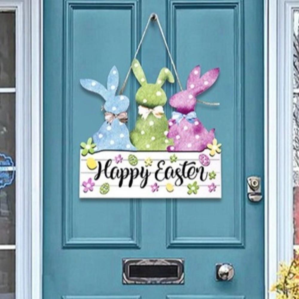 Rustic Look Easter Door Hanging Decor Reusable Rabbit Door Hanging Wooden Sign Plaque  Front Door