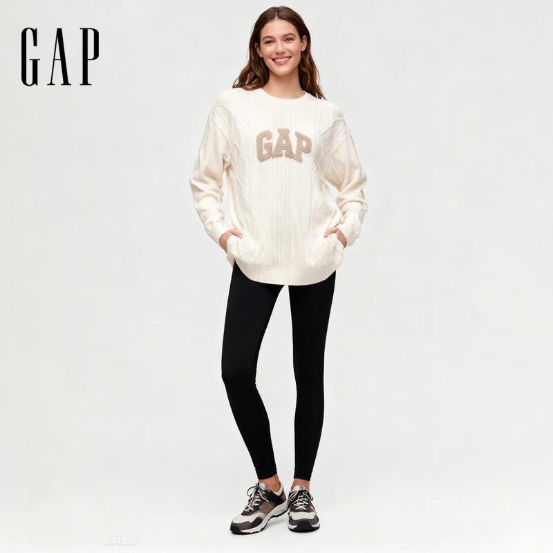 

Женский плюшевый свитер с логотипом и кабельным узором от Gap L