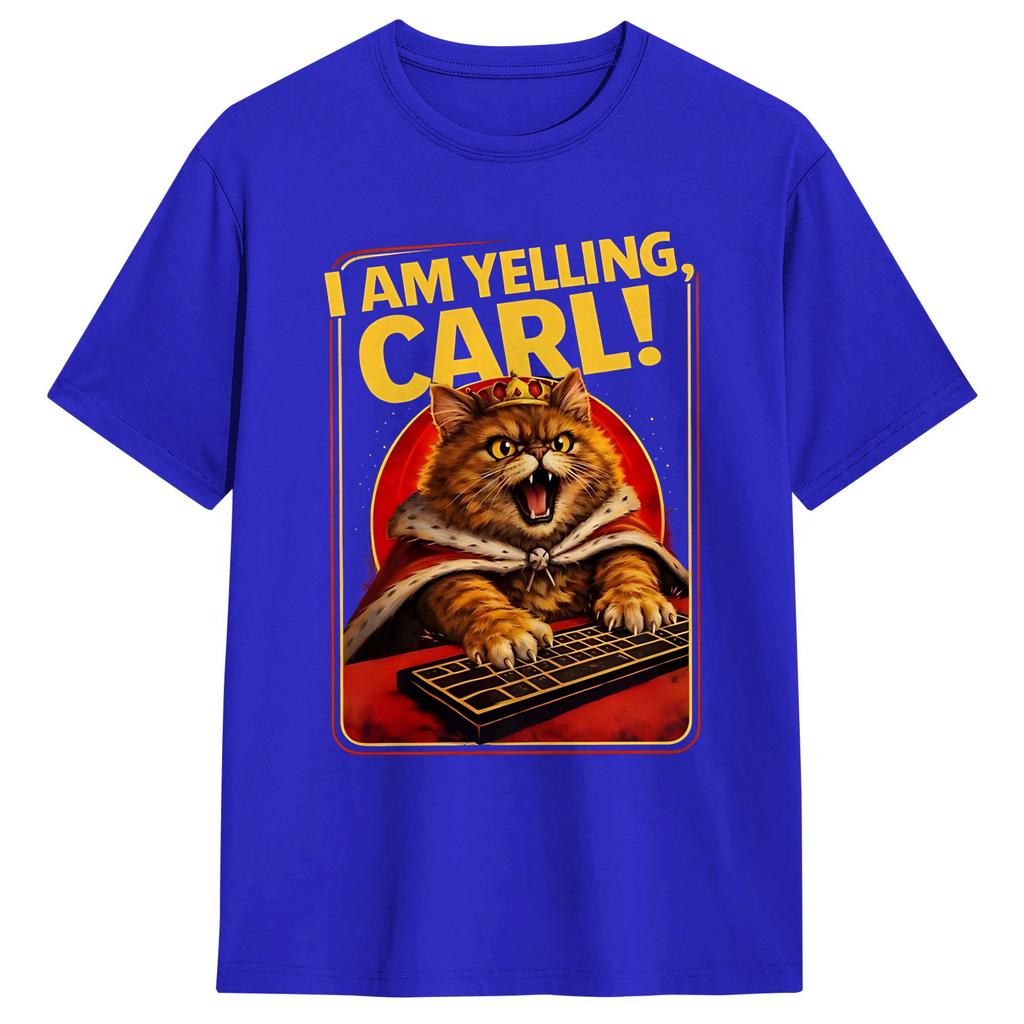 T Shirt I Am Yelling Carl Angry Cat Fantasy Bookish Dungeon Crawler Carl T Shirts Fashion Summer Tee Shirt Classic Cotton Tops