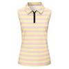 Women Sleeveless Golf Polo Shirt Zip Collar Striped Print Athletic Tank Top for Outdoor Sports Casual Wear