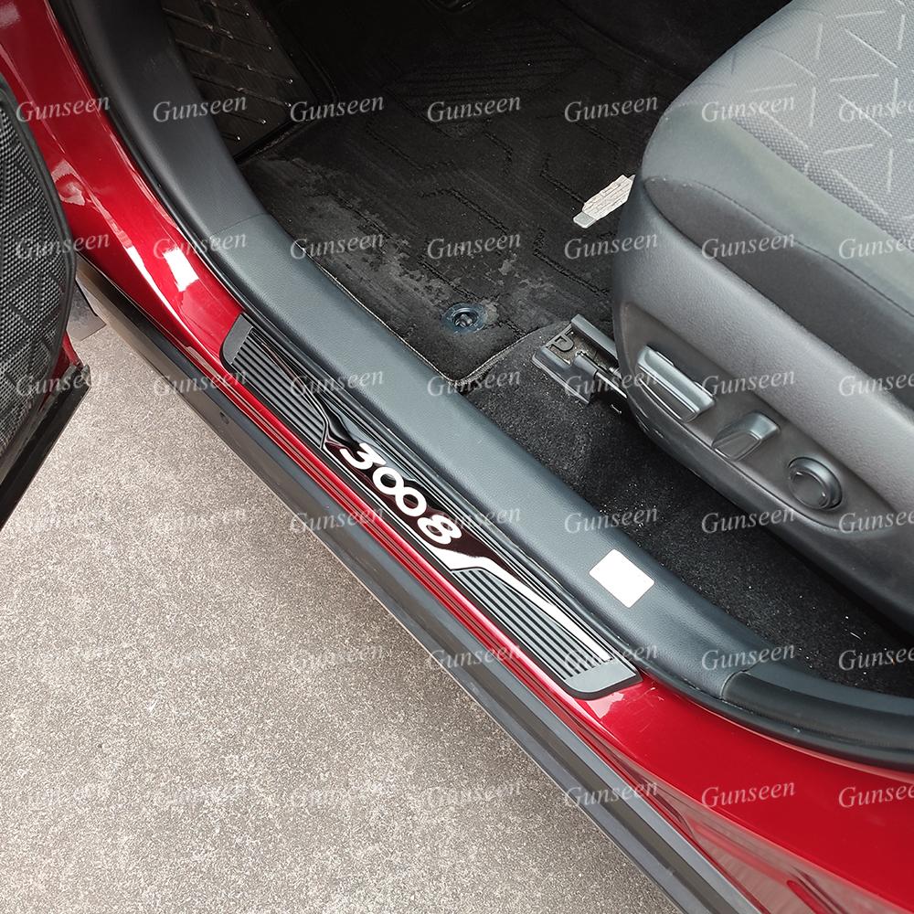 

Для Peugeot 3008 GT Дверной порог автомобиля Протектор Накладка на заднюю панель Отделка салона Аксессуары для салона Наклейка для укладки педали 2018