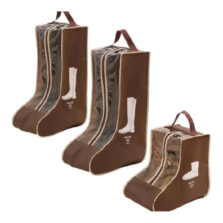 3Pcs Brown Tall and Short Boot Packaging Bags with Zippered Closure Portable Dust Proof Shoe Organizers for Household 1 1230₽