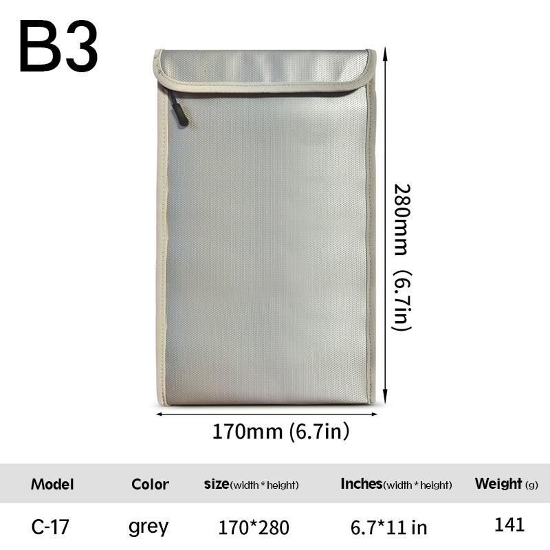 340x240 Fireproof File Bag Fiberglass Fireproof Water Resistant Faraday Storage Money Passport Security Document File Folder