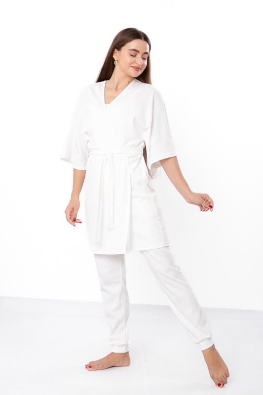 Set – Women's Relax Fit Homewear Robe + Top + Pants, Practical Design, Any Season, 8449-050 HC