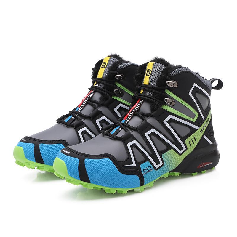 Cross-border New Winter Outdoor Snow Boots High-top Hairy Warm Off-road Non-slip Thickened Lightweight Mountaineering Men's Cotton Shoes