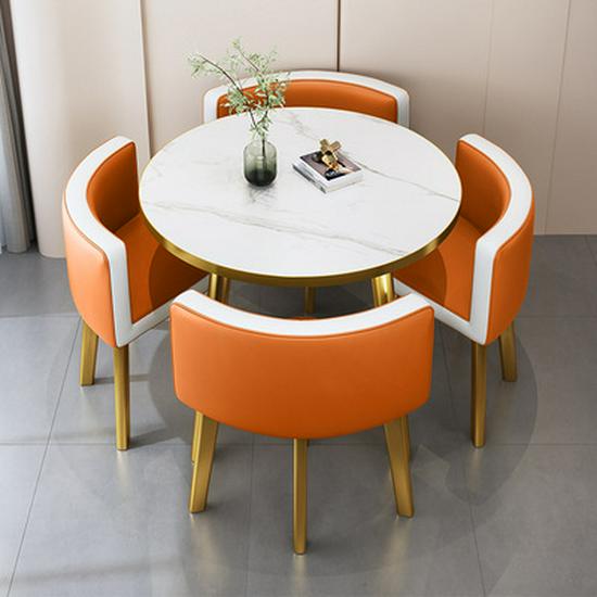 Modern Reception & Meeting Table Set: Office & Leisure Round or Square Dining Table with Chairs.