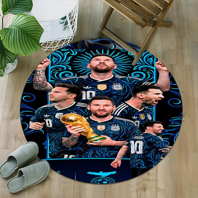 1pc M-Messi4 Carpet, Round Rug, Comfortable, Suitable for Entryways, Living Rooms, Office, And Bedrooms, Christmas Decoration