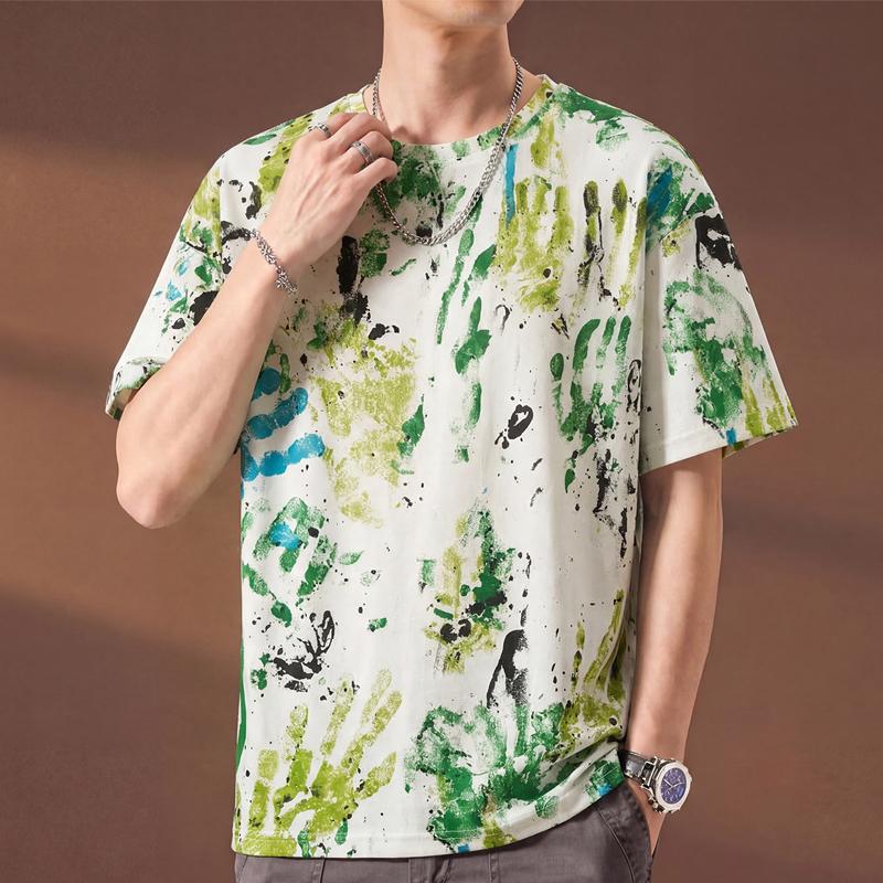 Plus Size 6XL-13XL Fashion Men's Distressed T-shirt Summer Oversized Tops Casual Painted Short Sleeve Tee Summer Clothing