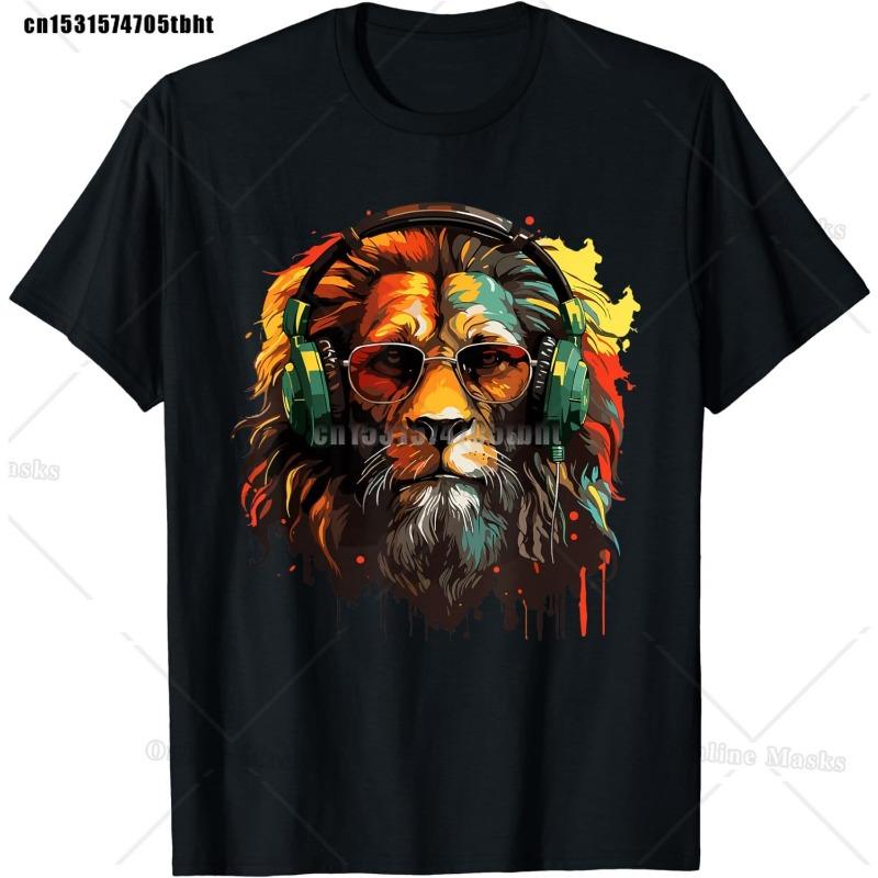 Jamaica Rasta Lion Funny Graphic T Shirts Cotton Men's Short Sleeve Casual Tee Shirt Top Harajuku Streetwear Summer Mens Clothes