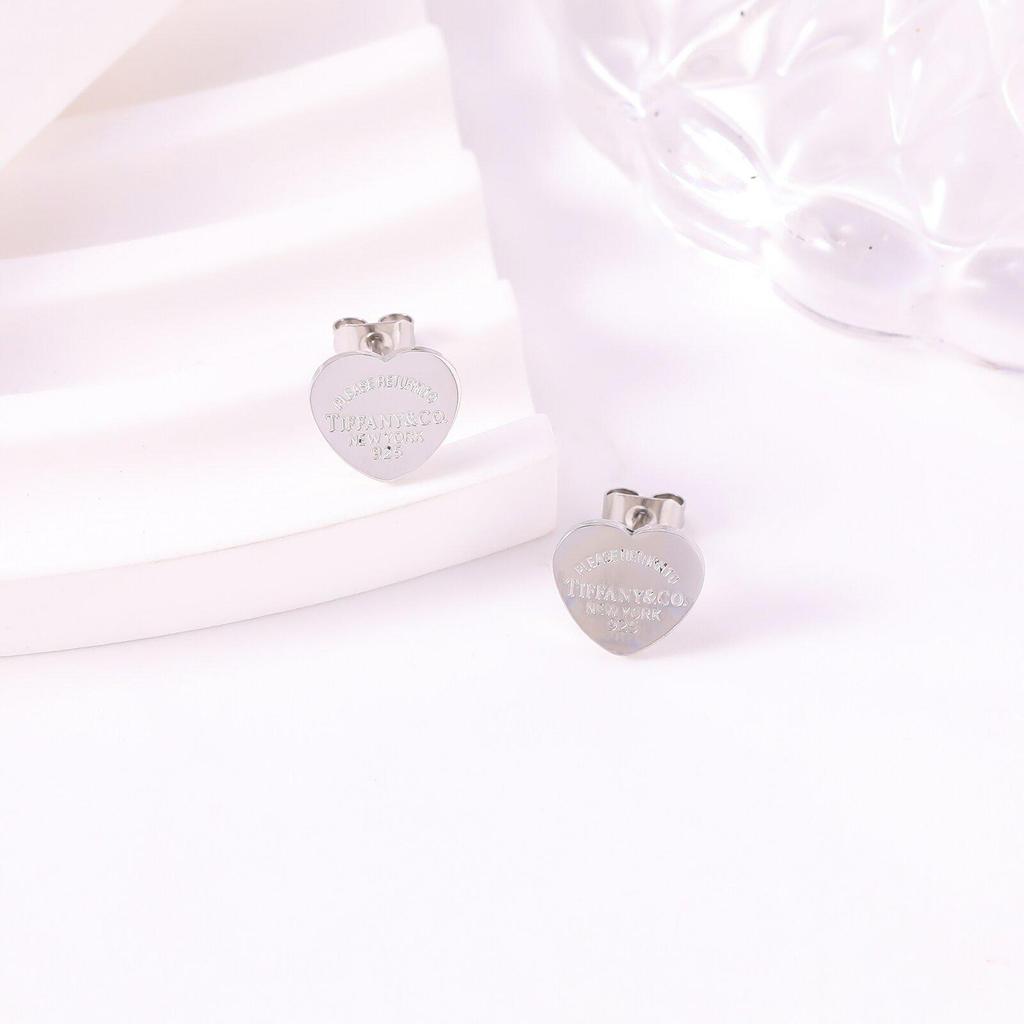 18K Heart-Shaped Stainless Steel Stud Earrings - Luxury Peach Heart Design