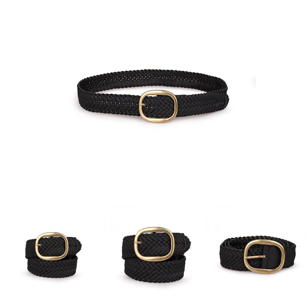 Unisex Casual Woven Belt With Needle Closure And Mesh Element For Office And Leisure Use