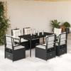 VidaXL Garden Dining Set Cushions 7pcs Black Wicker 3262961