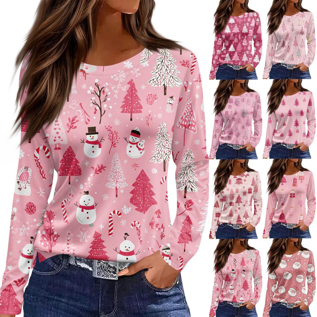 Women's Daily Casual Long-sleeved Printed O-neck Top