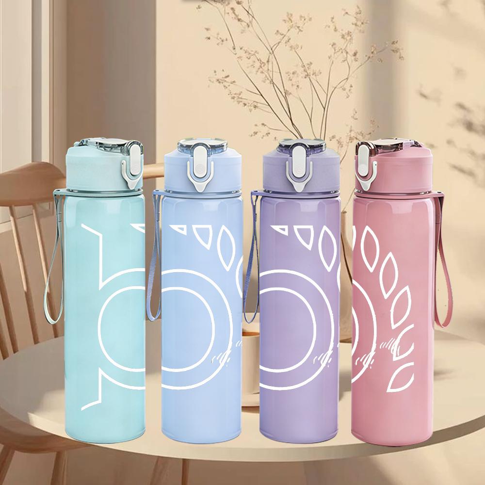 1PC Blank pale white off-print 750ml colorful plastic sports water bottle leakproof pop up lid with straw for outdoor work home use