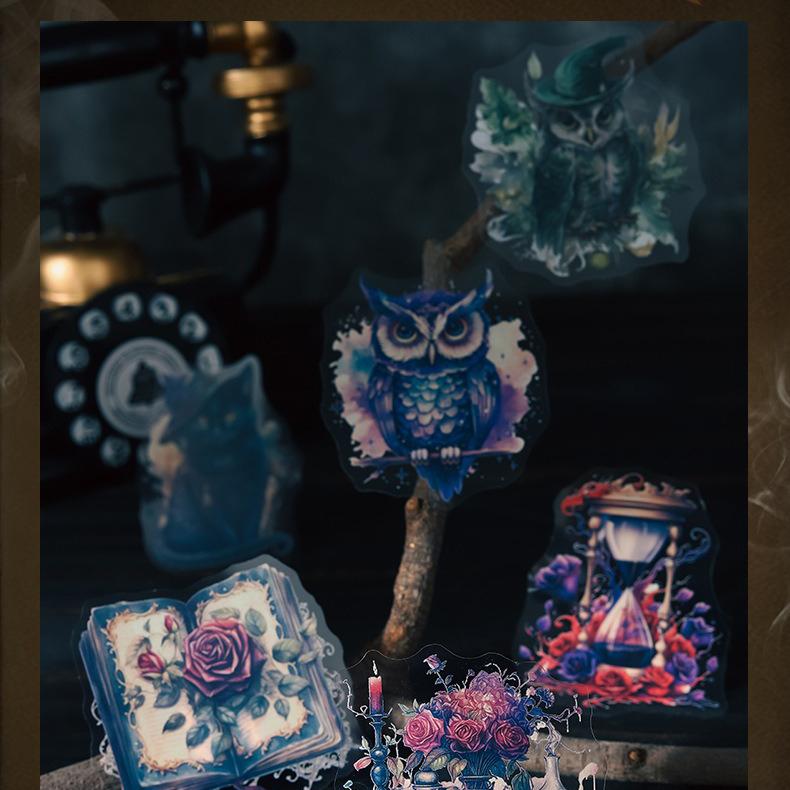 Retro Gothic Style PET Stickers Collage Clipbook Diary Scrapbook Decoration Materials Mysterious Magic Box Series Pasters 20 Pcs/ Pack