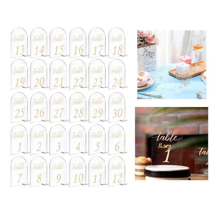 1-30 Clear Arched Acrylic Sign with Stand Guest Name Tags for Wedding Birthday