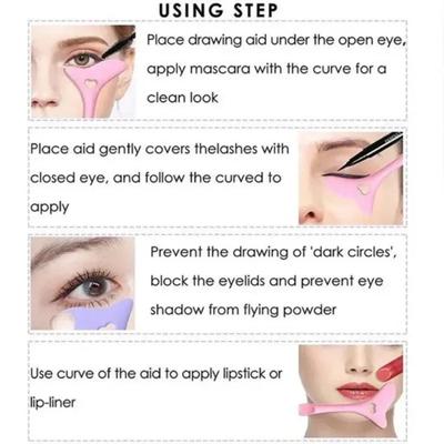 Silicone Multifunctional 4 In 1 Tool for Face Cream Spoon Eyeline Eyelashes Stencils Lipstick Wearing Aid Makeup Assistance Tool