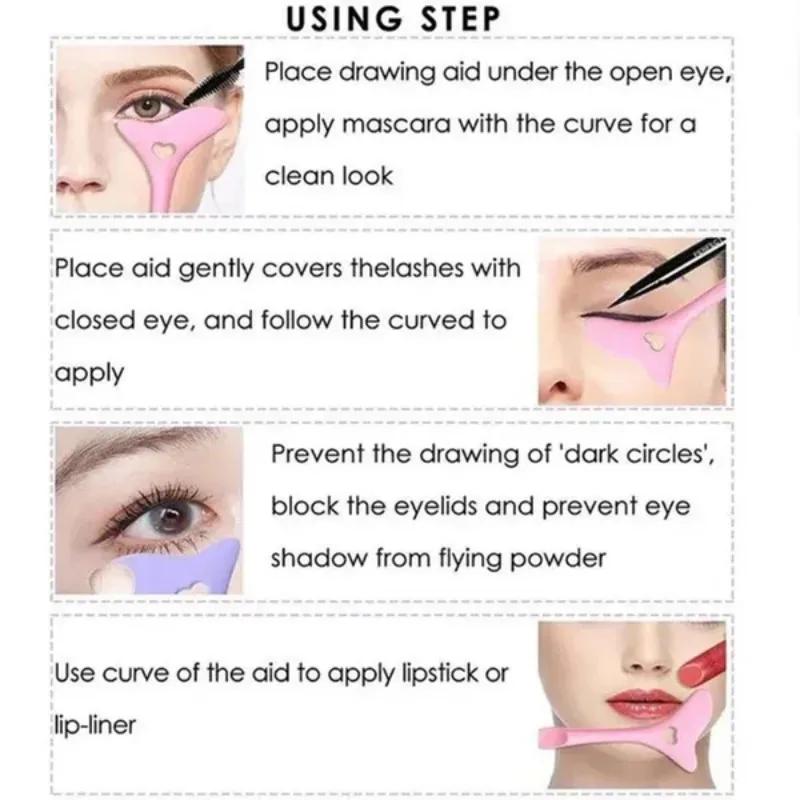 Silicone Multifunctional 4 In 1 Tool for Face Cream Spoon Eyeline Eyelashes Stencils Lipstick Wearing Aid Makeup Assistance Tool