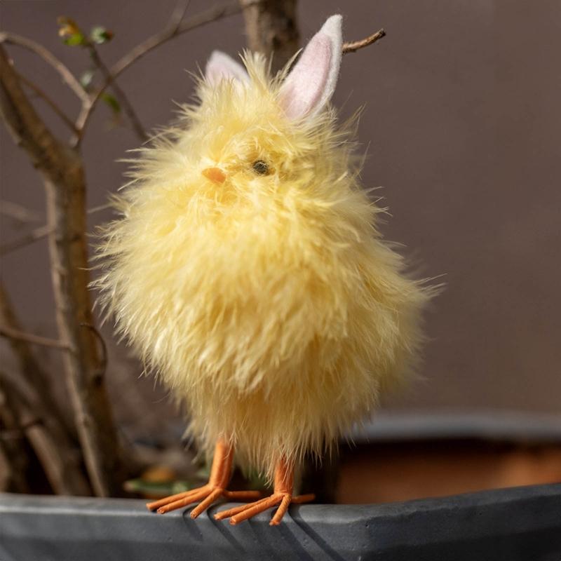 Osterhühner-Dekorationen, künstliche Hühnerfigur, handgefertigtes kleines gelbes Hühnerspielzeug für den Supermarkt
